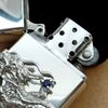 Bật Lửa Zippo Bạc Đúc Nguyên Khối Sterling Emblem Rồng Ôm Ngọc Xanh Đời Cổ Chữ Xéo Năm Thập Niên 1960s ZBU124
