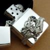 Bật Lửa Zippo Bạc Đúc Nguyên Khối Sterling Emblem Rồng Ôm Ngọc Xanh Đời Cổ Chữ Xéo Năm Thập Niên 1960s ZBU124