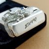 Bật Lửa Zippo Bạc Đúc Nguyên Khối Sterling Emblem Rồng Ôm Ngọc Xanh Đời Cổ Chữ Xéo Năm Thập Niên 1960s ZBU124