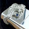 Bật Lửa Zippo Bạc Đúc Nguyên Khối Sterling Emblem Rồng Ôm Ngọc Xanh Đời Cổ Chữ Xéo Năm Thập Niên 1960s ZBU124