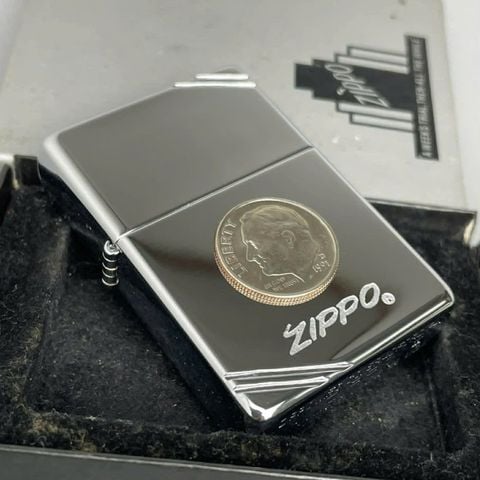 Bật Lửa Zippo Đồng Nguyên Khối Mạ Chrome Trơn Bóng Bản Vinatge Chặt Góc Emblem Liberty Hiếm Gặp Đời IX La Mã Năm 1993 ZL794