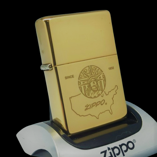Bật Lửa Zippo Đồng Khối Khắc Ăn Mòn Chủ Đề Nữ Thần Tự Do - Liberty Hiếm Gặp Đời XI La Mã Năm 1995 ZL802