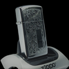 Bật Lửa Zippo Đồng Khối Mạ Chrome Khắc Ăn Mòn Chủ Đề Venetian Bản Slim Hiếm Gặp, Sản Xuất Năm 1987 Đời III La Mã ZL803