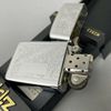 Bật Lửa Zippo Đồng Khối Mạ Chrome Khắc Ăn Mòn Chủ Đề Venetian Bản Slim Hiếm Gặp, Sản Xuất Năm 1987 Đời III La Mã ZL803