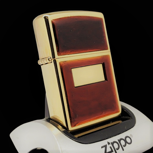 Bật Lửa Zippo Gold Plated Ốp Hổ Phách Hiếm Gặp Đời VII La Mã Năm 1991 ZL805
