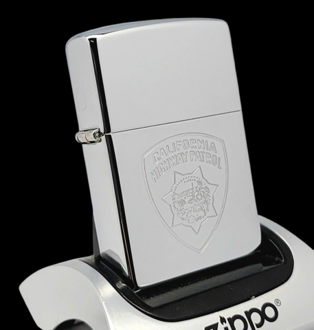 Bật Lửa Zippo Đồng Khối Mạ Chrome Trắng Trơn Bóng Logo Cảnh Sát Đời XIV La Mã Năm 1998 ZL808