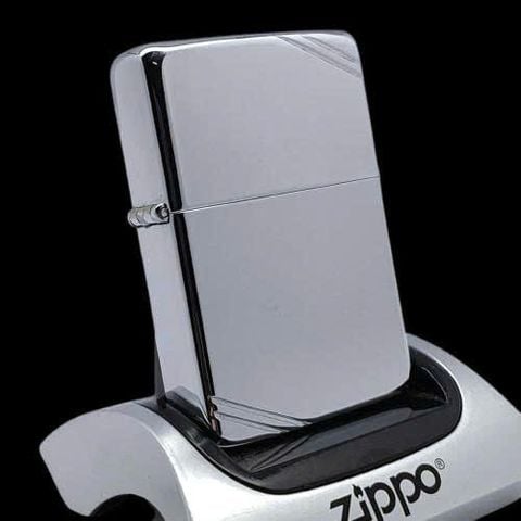Bật Lửa Zippo Đồng Khối Mạ Chrome Vintage Chặt Góc Trắng Bóng Trơn 2 Mặt Hiếm Gặp Đời II La Mã Không Mộc Tháng Năm 1986 ZL810