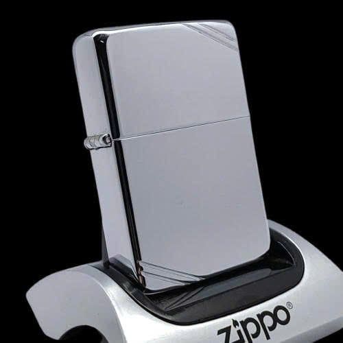Bật Lửa Zippo Đồng Khối Mạ Chrome Vintage Chặt Góc Trắng Bóng Trơn 2 Mặt Hiếm Gặp Đời II La Mã Không Mộc Tháng Năm 1986 ZL810