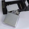 Bật Lửa Zippo Cổ Đồng Khối Mạ Chrome Trắng Trơn Phay Xước Đời 6 Vạch Huyền Năm 1984 ZC489