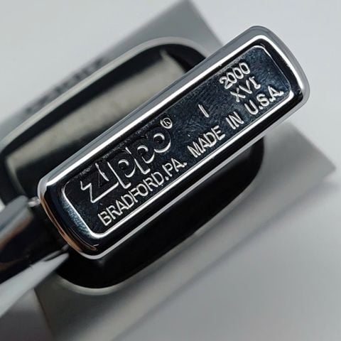 Bật Lửa Zippo Đồng Khối Mạ Chrome Trắng Trơn Phay Xước Đời XVI La Mã Năm 2000 ZL820
