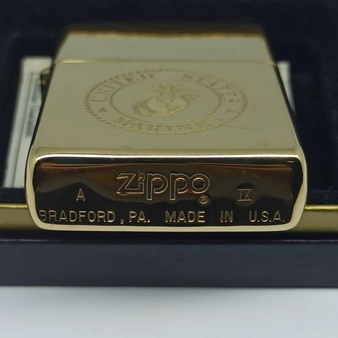 Bật Lửa Zippo Đồng Nguyên Khối Logo Quân Sự Ăn Mòn Đời IX La Mã Hiếm Gặp Năm 1993 ZL828
