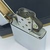 Bật Lửa Zippo Đồng Khối Mạ Chrome Vintage Chặt Góc Trắng Phay Xước Trơn 2 Mặt Hiếm Gặp Đời II La Mã Không Mộc Tháng Năm 1986 ZQH193