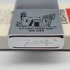 Bật Lửa Zippo Cổ Đồng Khối Mạ Chrome Trắng Chủ Đề Quân Sự Ăn Mòn Phủ Sơn Đời 3 Vạch Sắc Năm 1979 ZC491