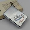 Bật Lửa Zippo Cổ Đồng Khối Mạ Chrome Trắng Xước Chủ Đề Tầu Chiến Quân Sự Ăn Mòn Phủ Sơn Đời 1 Vạch Sắc Năm 1981 ZC496