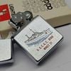 Bật Lửa Zippo Cổ Đồng Khối Mạ Chrome Trắng Xước Chủ Đề Tầu Chiến Quân Sự Ăn Mòn Phủ Sơn Đời 1 Vạch Sắc Năm 1981 ZC496