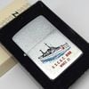Bật Lửa Zippo Cổ Đồng Khối Mạ Chrome Trắng Xước Chủ Đề Tầu Chiến Quân Sự Ăn Mòn Phủ Sơn Đời 1 Vạch Sắc Năm 1981 ZC496