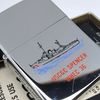 Bật Lửa Zippo Cổ Đồng Khối Mạ Chrome Trắng Chủ Đề Tầu Chiến Quân Sự Ăn Mòn Phủ Sơn Đời 2 Vạch Thẳng Năm 1972 ZC500