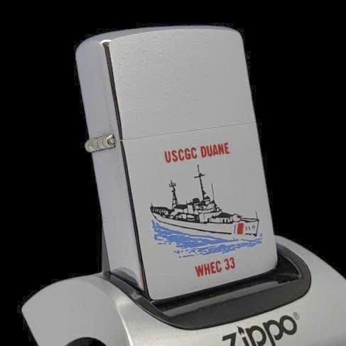 Bật Lửa Zippo Cổ Đồng Khối Mạ Chrome Trắng Chủ Đề Tầu Chiến Quân Sự Ăn Mòn Phủ Sơn Đời 1 Vạch Sắc Năm 1981 ZC499