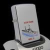 Bật Lửa Zippo Cổ Đồng Khối Mạ Chrome Trắng Chủ Đề Tầu Chiến Quân Sự Ăn Mòn Phủ Sơn Đời 1 Vạch Sắc Năm 1981 ZC499