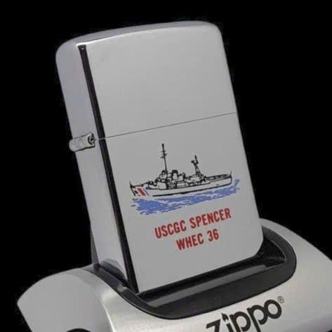 Bật Lửa Zippo Cổ Đồng Khối Mạ Chrome Trắng Chủ Đề Tầu Chiến Quân Sự Ăn Mòn Phủ Sơn Đời 2 Vạch Thẳng Năm 1972 ZC500