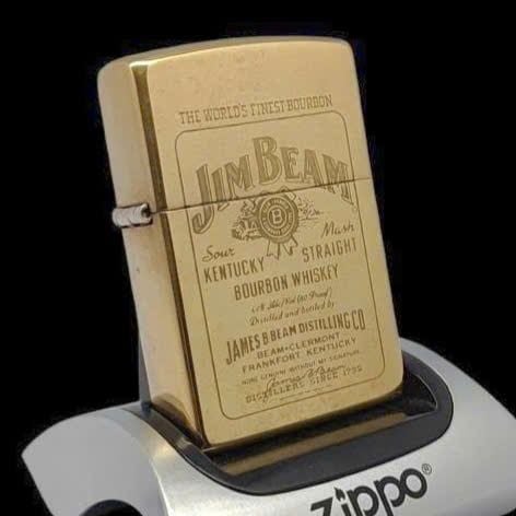 Bật Lửa Zippo Đồng Nguyên Khối Chủ Đề Hãng Rượu JIMBEAM Đời XI La Mã Sản Xuất Năm 1995 ZL839
