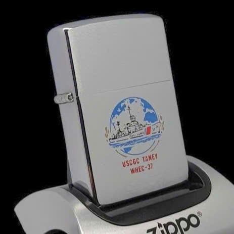 Bật Lửa Zippo Cổ Đồng Khối Mạ Chrome Trắng Xước Chủ Đề Tầu Chiến Ăn Mòn Phủ Sơn Đời 4 Vạch Sắc Năm 1978 ZC492