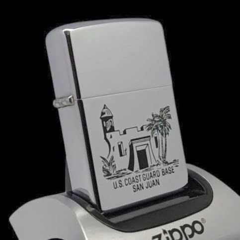 Bật Lửa Zippo Cổ Đồng Khối Mạ Chrome Trắng Chủ Đề Quân Sự Ăn Mòn Phủ Sơn Đời 3 Vạch Sắc Năm 1979 ZC491
