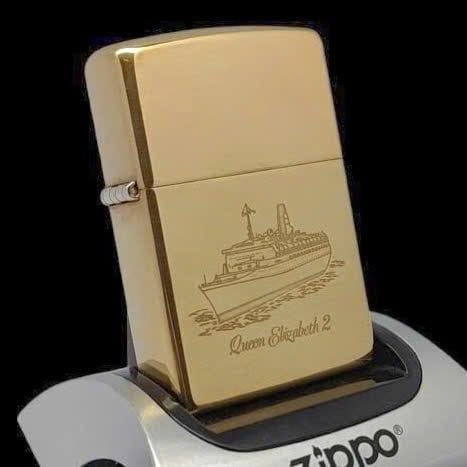 Bật Lửa Zippo Đồng Nguyên Khối Ăn Mòn Chủ Đề Tàu Queen Elizabeth 2 Đời X La Mã Sản Xuất Năm 1994 ZL835