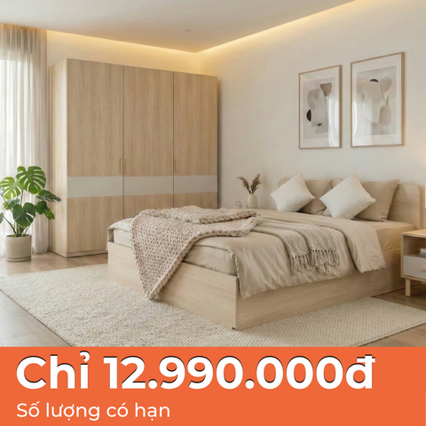  Full Combo Phòng Ngủ Narvik 201 Màu Tự Nhiên 