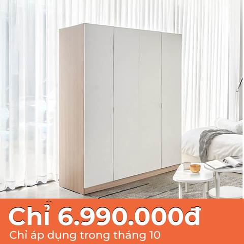  Tủ Quần Áo Gỗ 1m6 MOHO MONZA 4 Cánh 