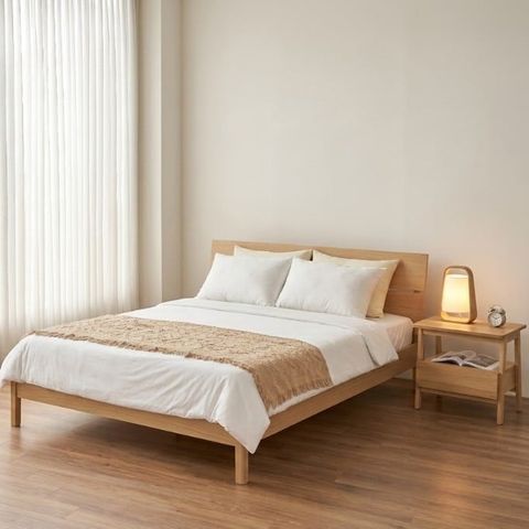  Combo Giường - Tủ Đầu Giường VLINE 1m8 | Màu Tự Nhiên 