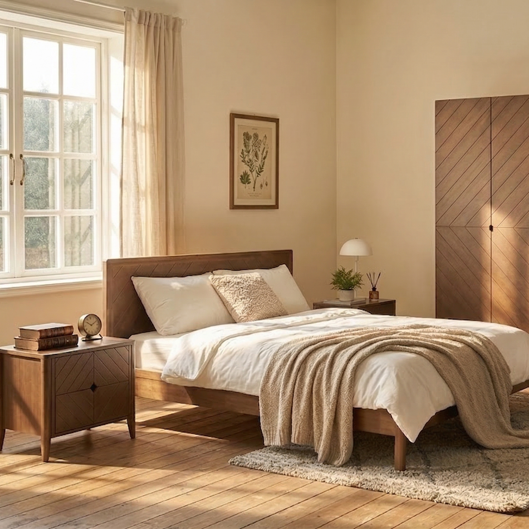  Combo Giường - Tủ Đầu Giường HOBRO 1m8 