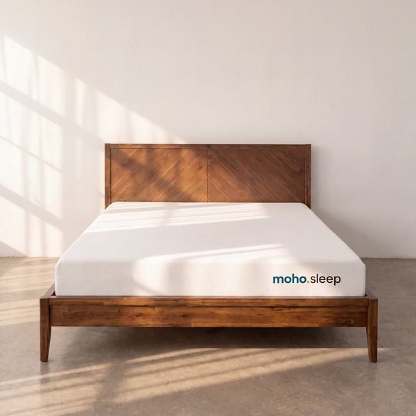  Combo Nệm Foam Balance & giường HOBRO 1m6  - Màu Nâu 