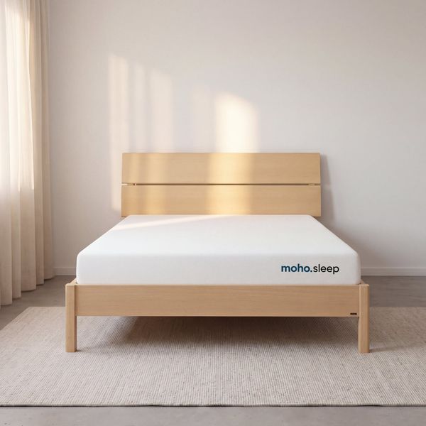  Combo Nệm Foam Balance & Giường VLINE 1m4  - Màu Tự nhiên 