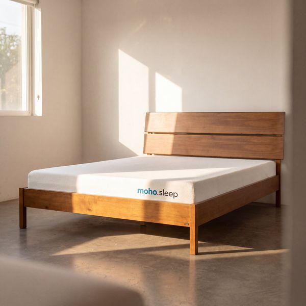 Combo Nệm Foam Balance & Giường VLINE 1m4  - Màu Nâu 