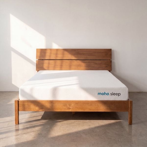  Combo Nệm Foam Balance & Giường VLINE 1m8  - Màu Nâu 