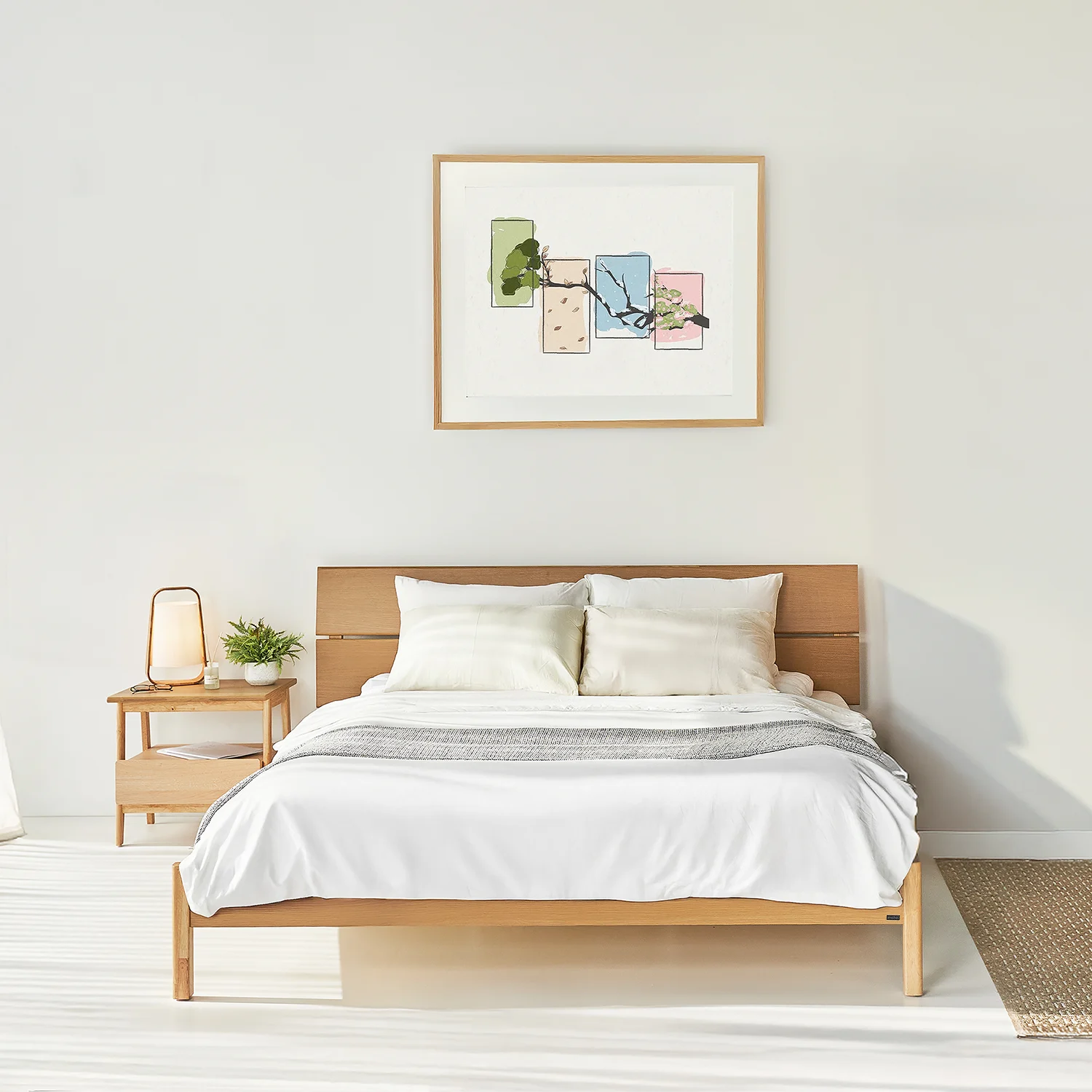  Combo Giường - Tủ Đầu Giường VLINE 1m8 | Màu Tự Nhiên 