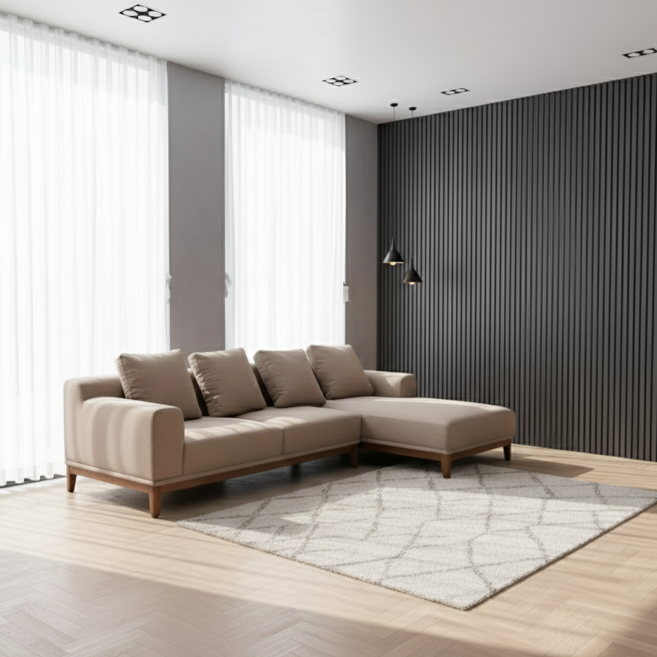  Combo Sofa Gỗ Cao Su Chữ L MOHO HOBRO ( Màu nâu, 2m7) 