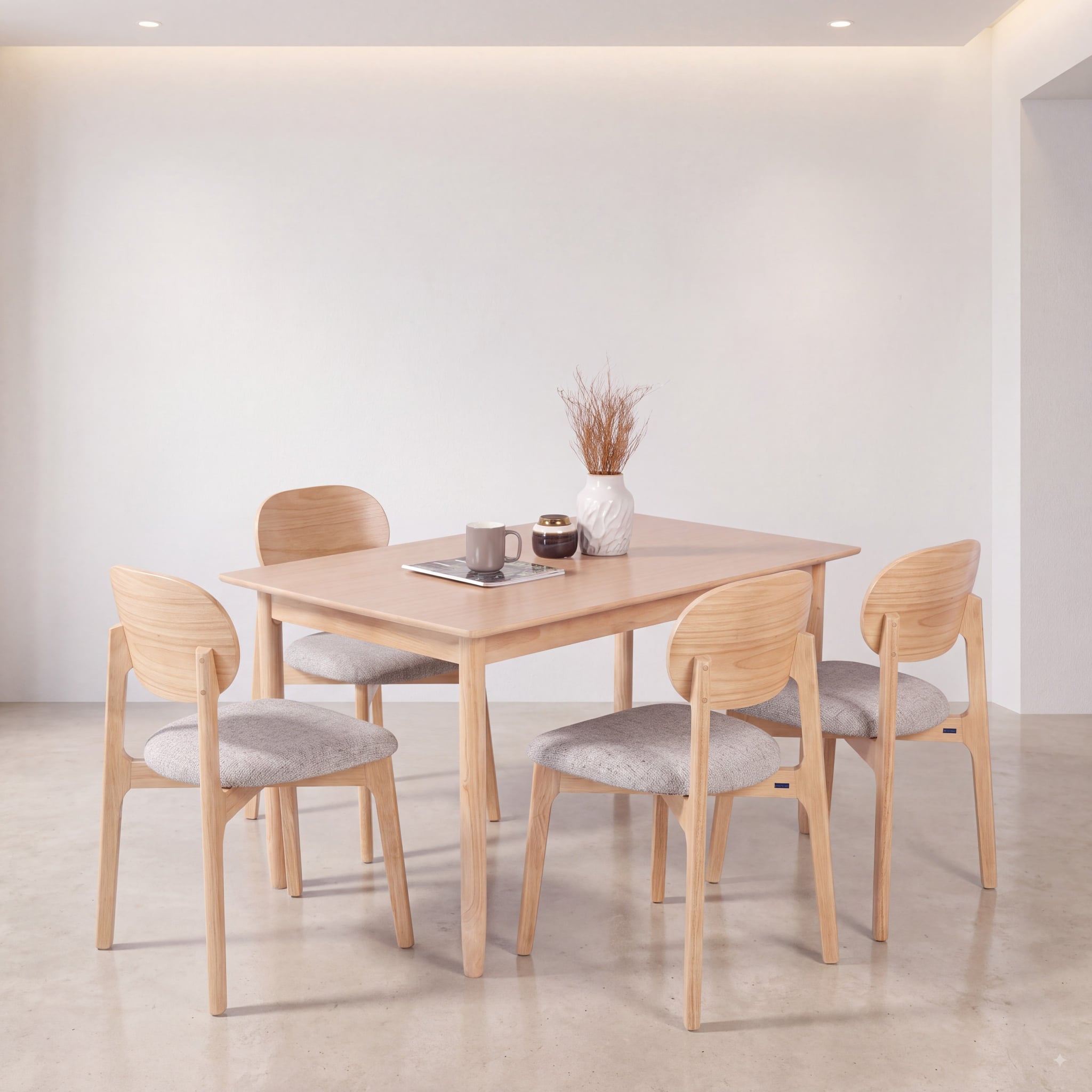  Bộ Bàn Ăn MILAN 1m25 & 4 Ghế Ăn SERENA - Màu Tự Nhiên 