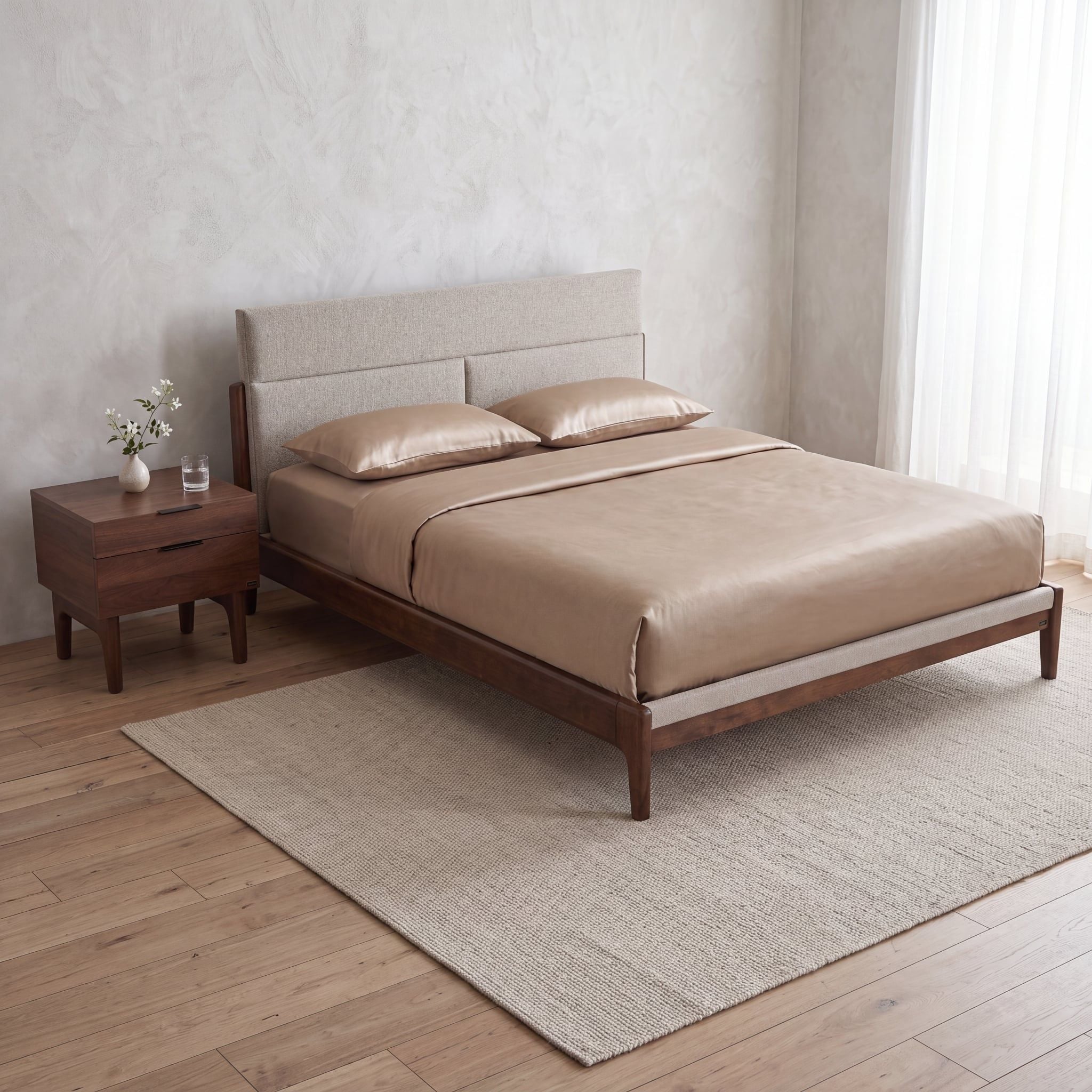  Combo Giường ASTRO 1m6 + Tủ Đầu Giường ASTRO | Màu Nâu 