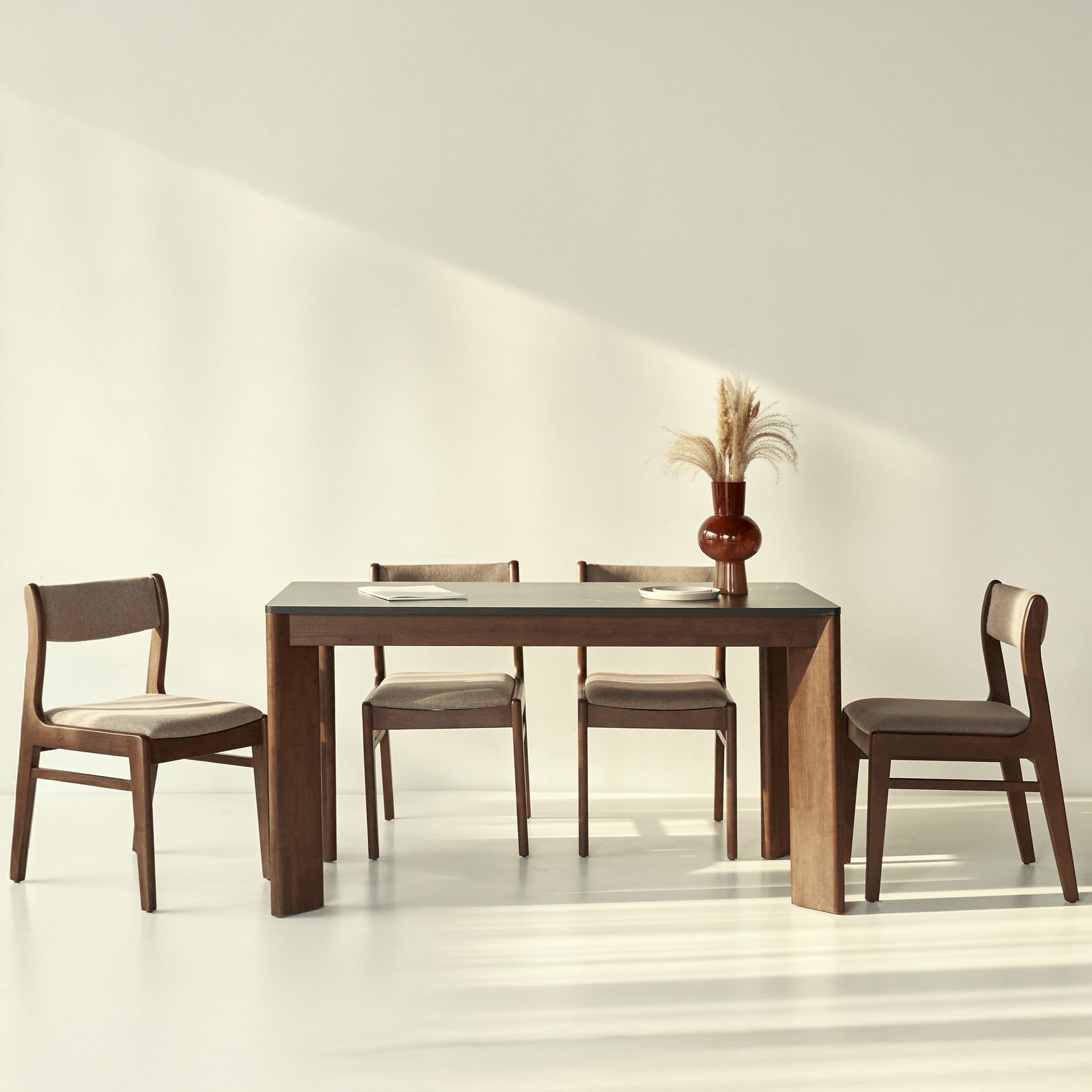  Bộ Bàn Ăn 4 Ghế - 6 Ghế Gỗ Tự Nhiên SCANIA (Màu Nâu - Mặt Vân Đá) 