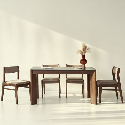  Bộ Bàn Ăn 4 Ghế - 6 Ghế Gỗ Tự Nhiên SCANIA (Màu Nâu - Mặt Vân Đá) 
