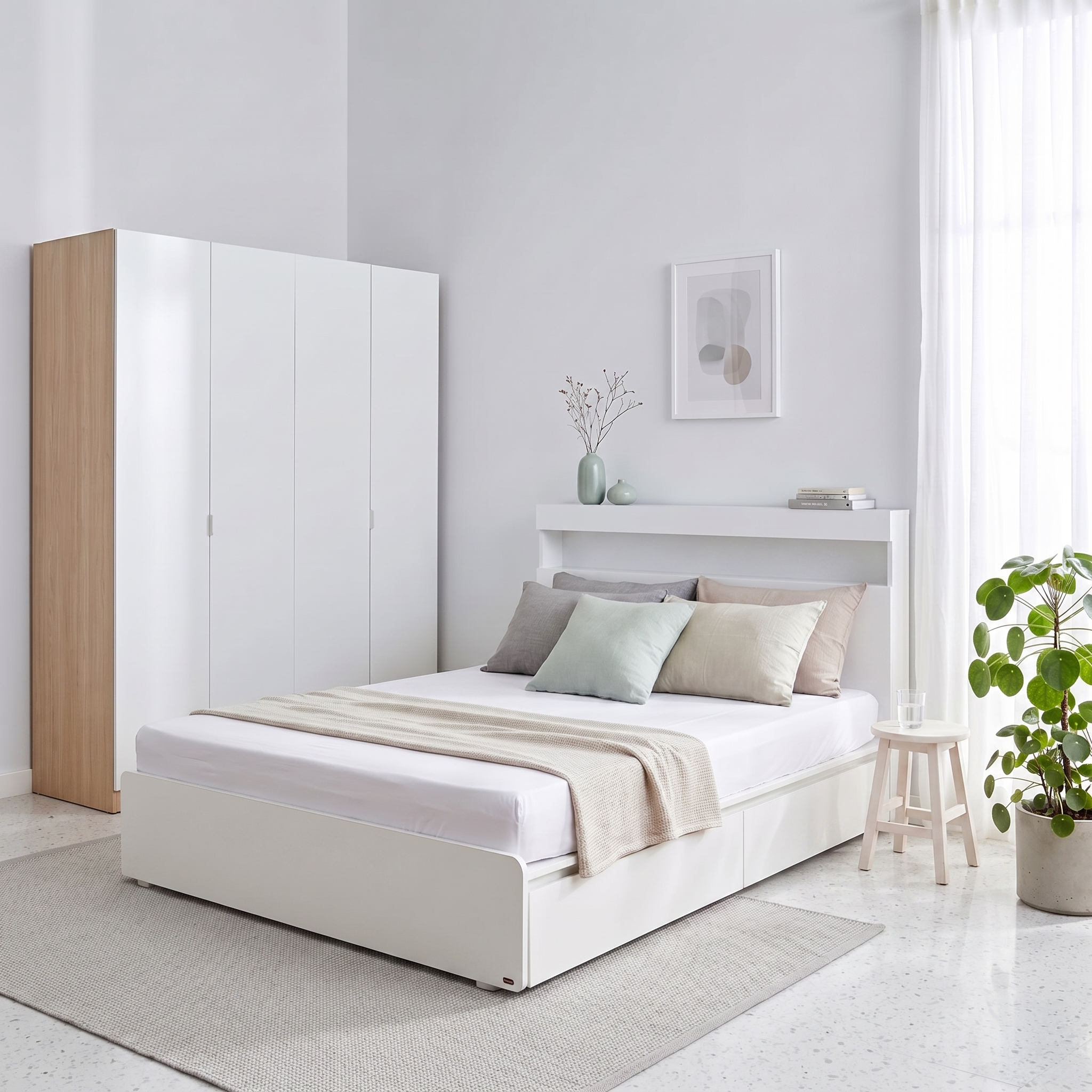  Combo Phòng Ngủ MOHO MOVA (Giường Có Hộc & Ổ Điện Và Tủ Quần Áo) 