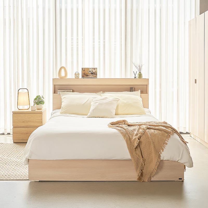  Giường Ngủ Có Hộc & Ổ Điện MOHO VIENNA - MÀU TỰ NHIÊN 