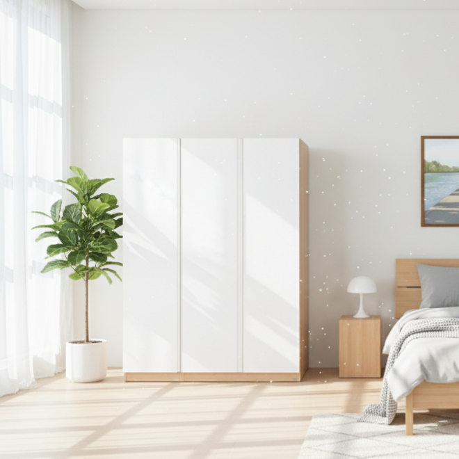  Set Tủ Quần Áo Gỗ MOHO VIENNA 201 3 Cánh Thanh Treo 4 Màu 