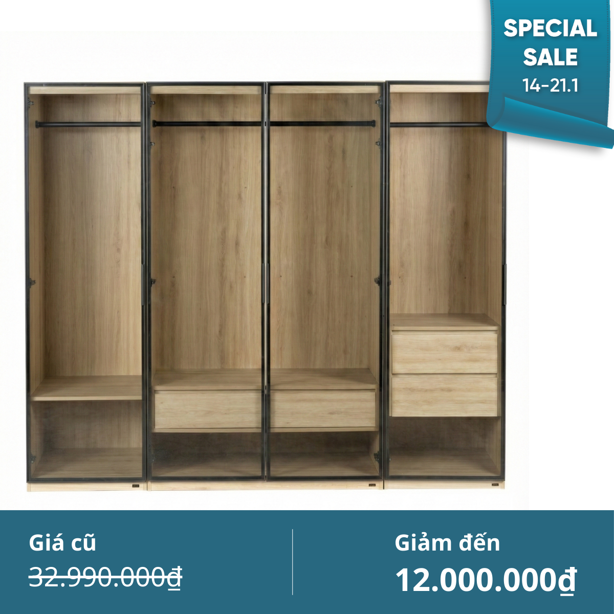  Combo Tủ Quần Áo Cánh Kính MOHO ASTRO - Nhiều kích thước 