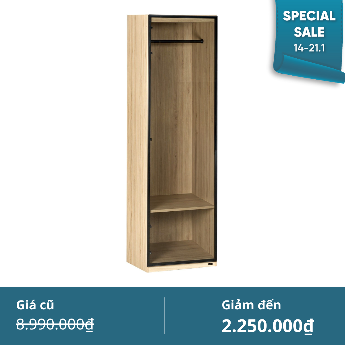  Tủ Quần Áo Cánh Kính 60cm MOHO ASTRO - Nhiều mẫu tủ đơn 