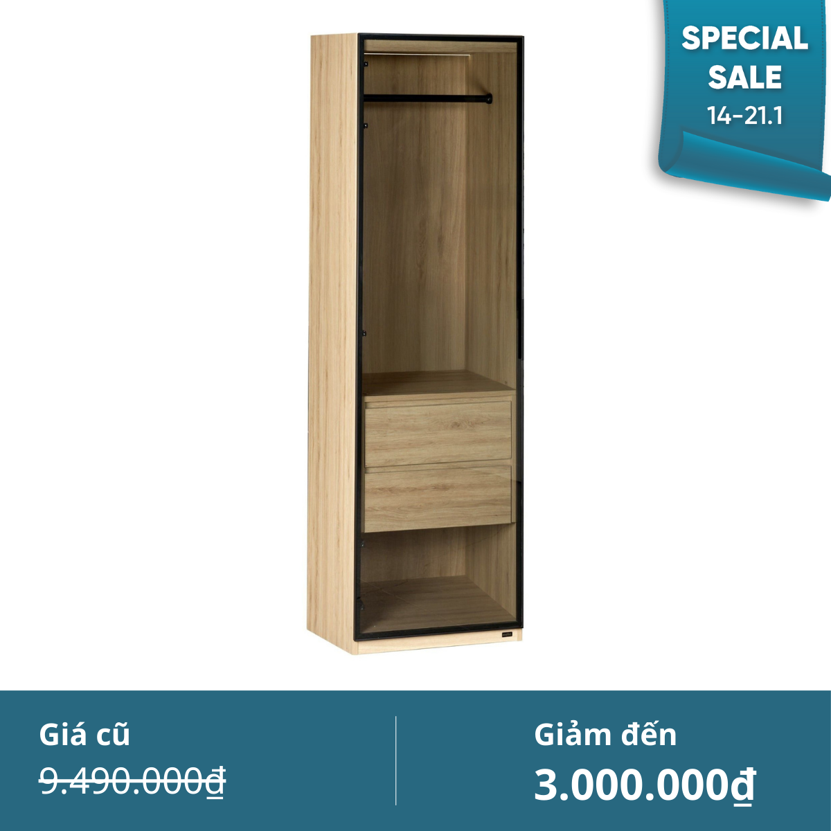  Tủ Quần Áo Cánh Kính 60cm MOHO ASTRO - Nhiều mẫu tủ đơn 