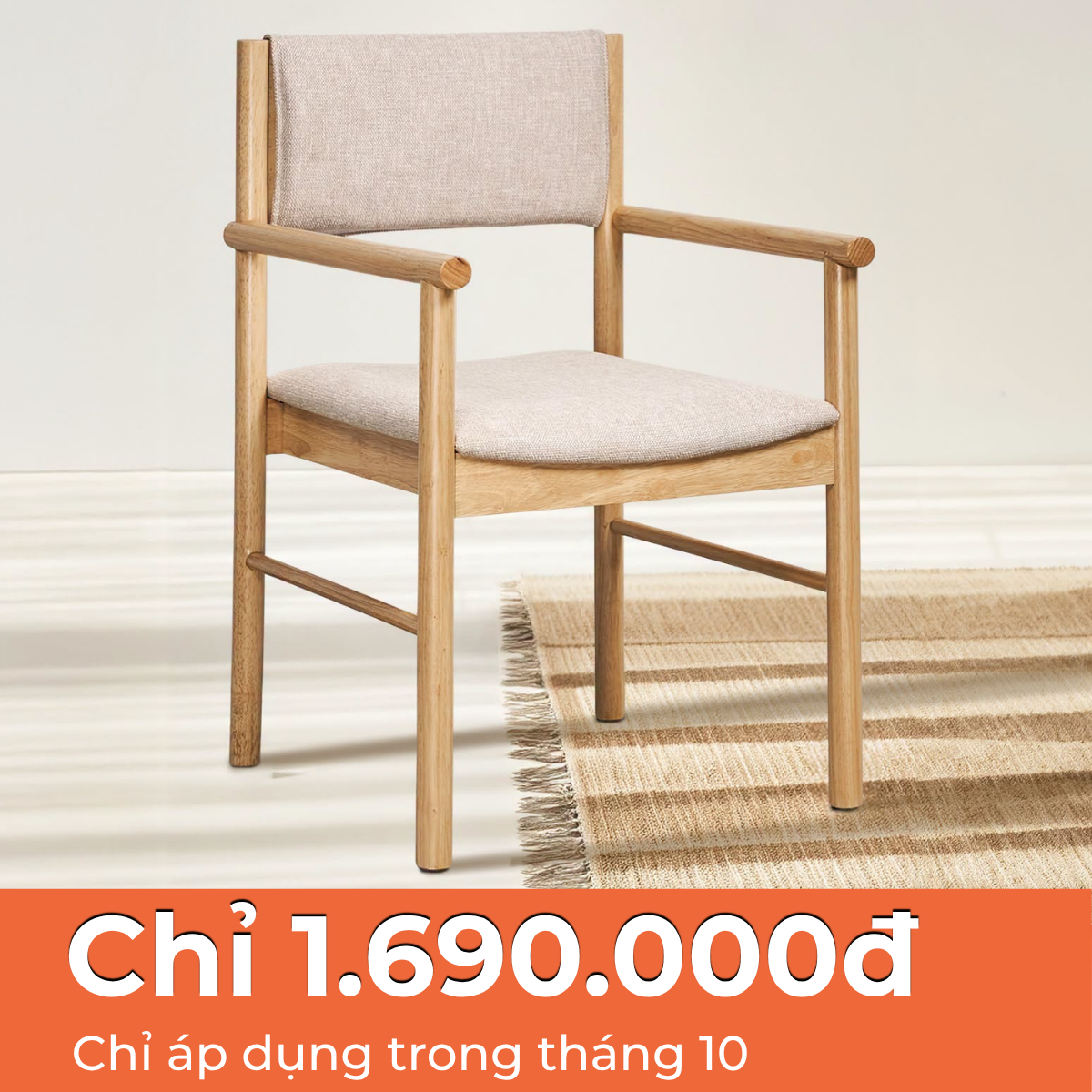  Ghế Gỗ LYH - Đệm Lưng Tháo Rời 