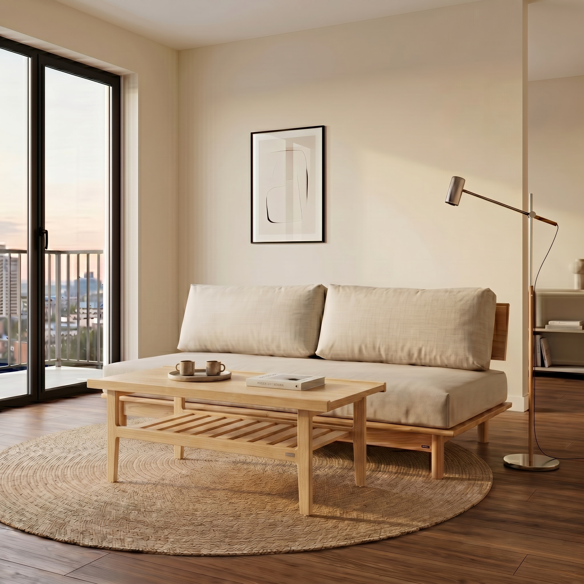  Ghế Sofa Gỗ Cao Su Tự Nhiên MOHO VLINE 601 